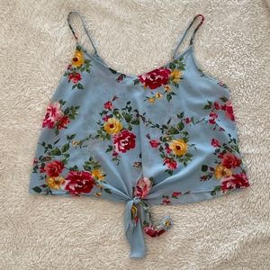 Lush Parina Tie Front Crop Cami Blouse